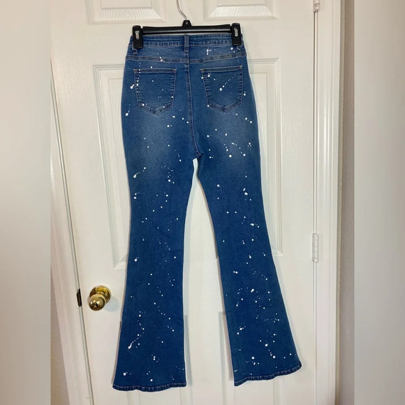 Shein Paint Splattered Blue Flared Jeans - Picture 3 of 3